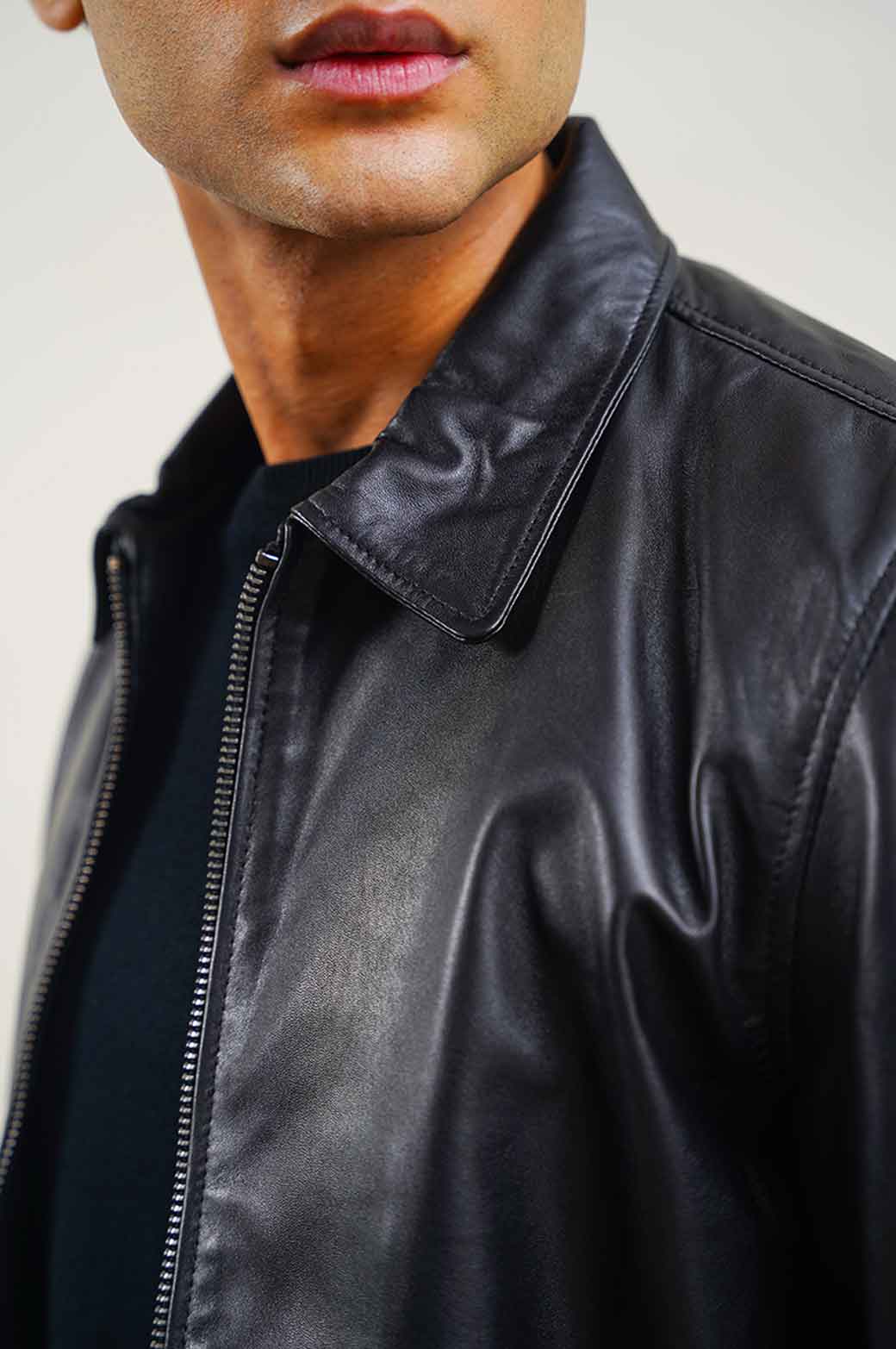 LEATHER ZIP-UP JACKET - Image 4