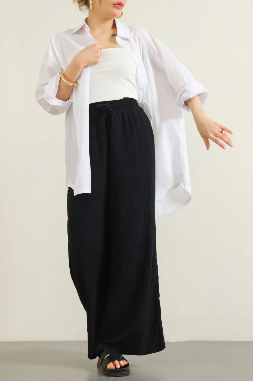 MUSLIN WIDE PANTS