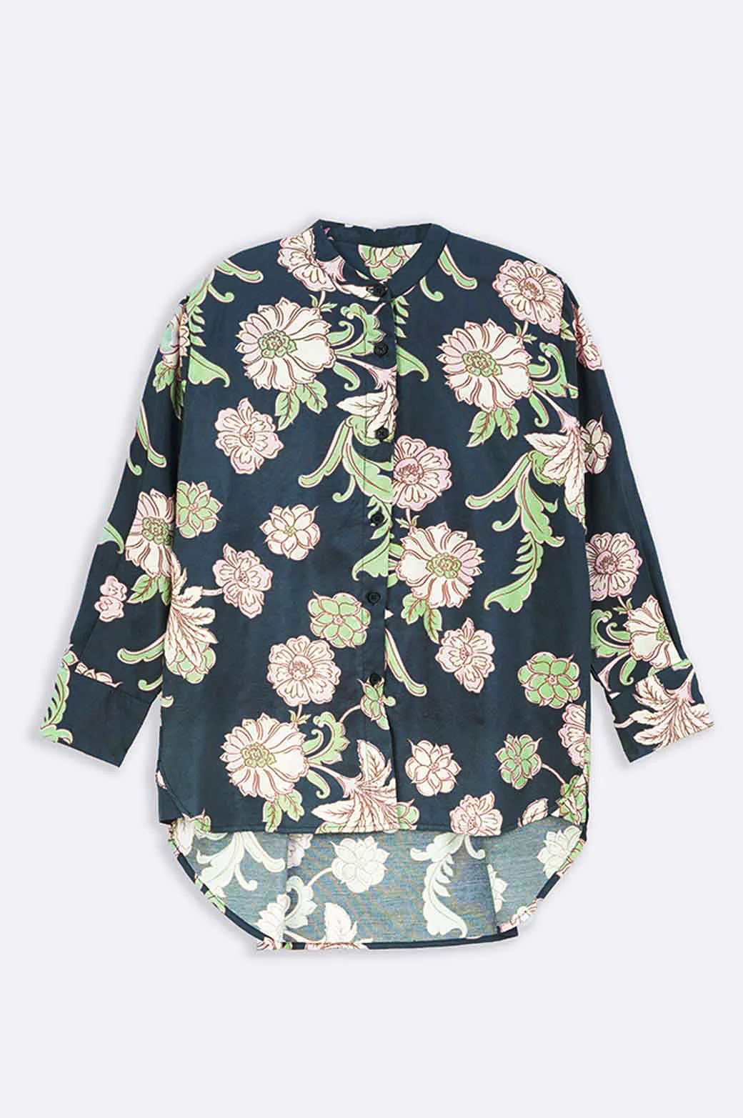 NIGHT GARDEN PRINTED BAND COLLAR SHIRT - Image 5