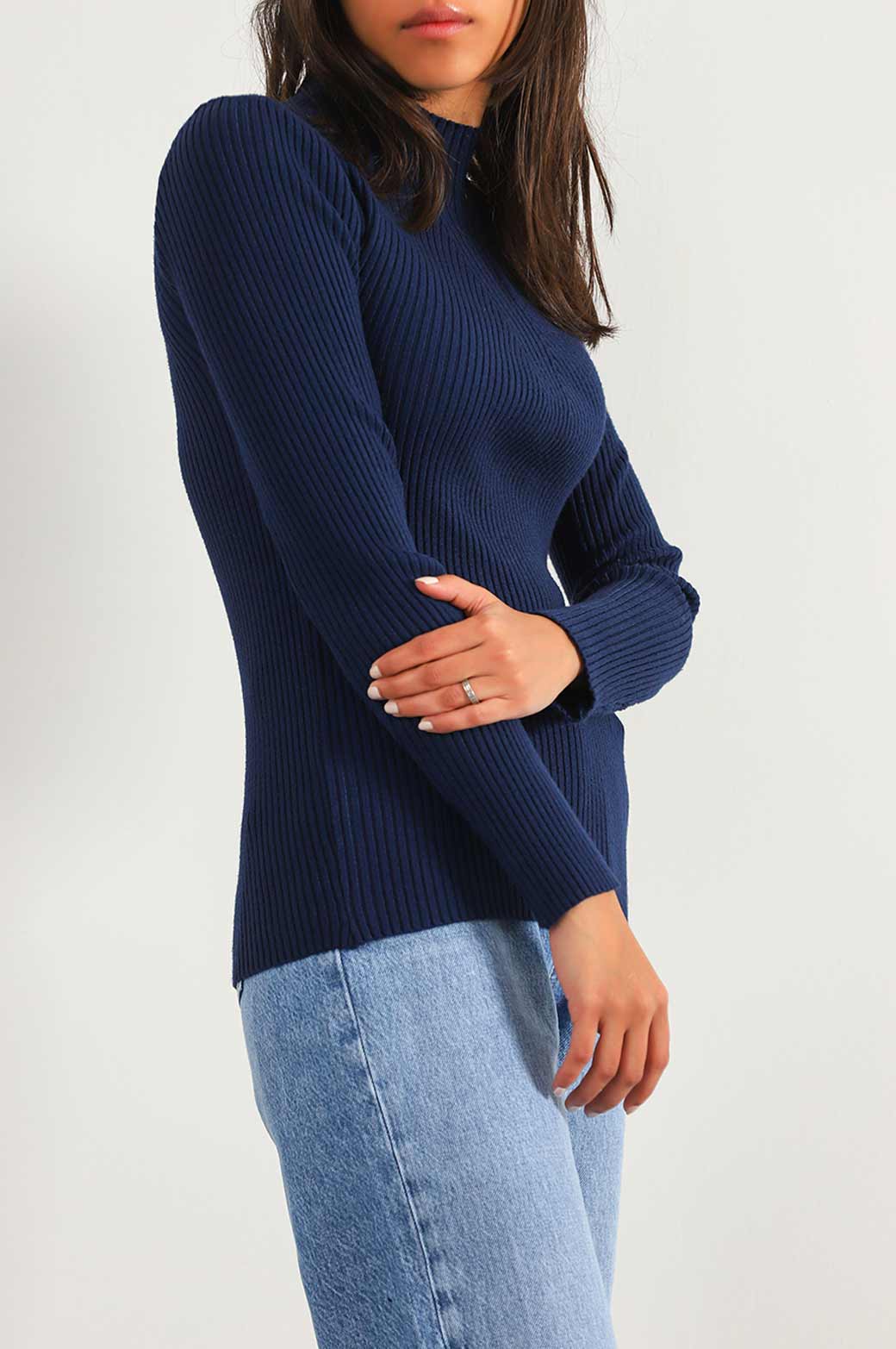 RIBBED HIGH CREW SWEATER - Image 3