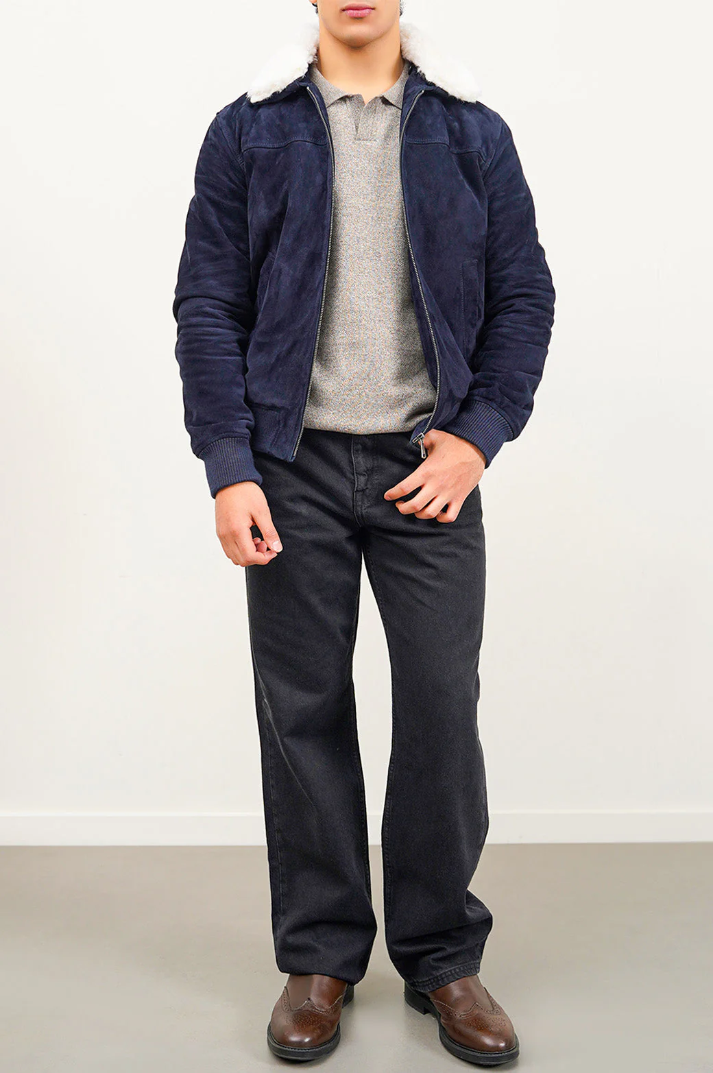 SUEDE JACKET WITH LAMB WOOL COLLAR - Image 4