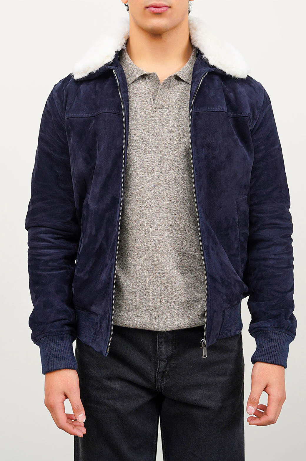SUEDE JACKET WITH LAMB WOOL COLLAR - Image 8