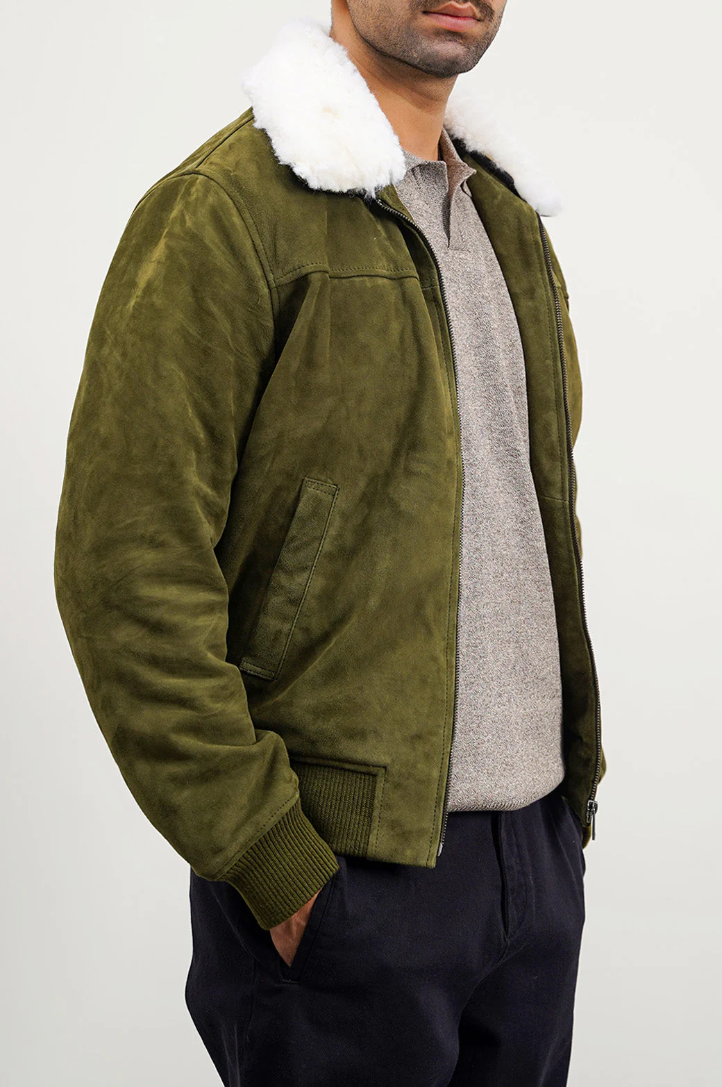 SUEDE JACKET WITH LAMB WOOL COLLAR - Image 7