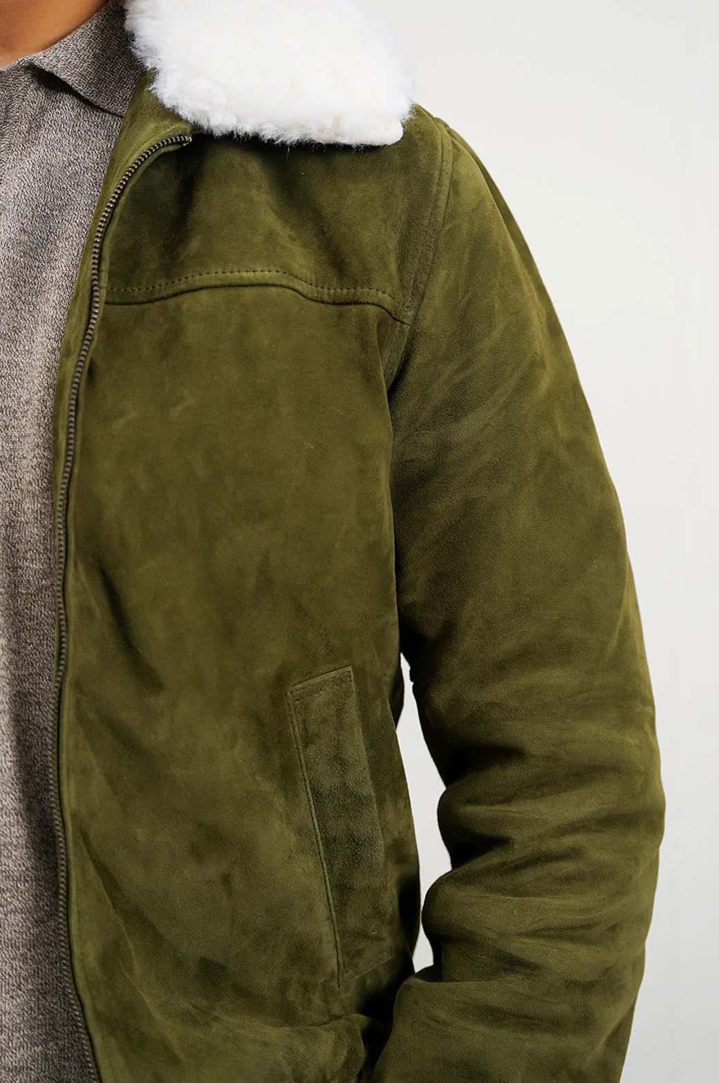 SUEDE JACKET WITH LAMB WOOL COLLAR - Image 8